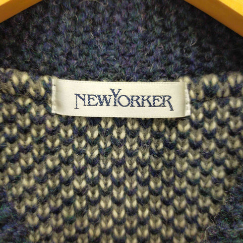 ニューヨーカー NEWYORKER 総柄 ジップアップニット レディース M