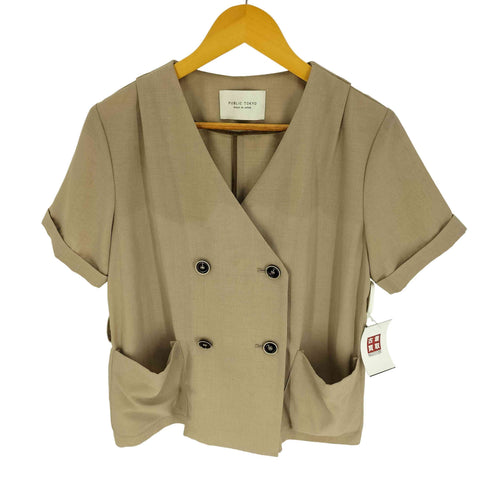 パブリックトウキョウ PUBLIC TOKYO 19SS ダブルボタン ノーカラー サマー ジャケット レディース FREE