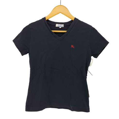 バーバリーブルーレーベル BURBERRY BLUE LABEL ワンポイント刺繍 Vネック S/S Tシャツ レディース JPN:M