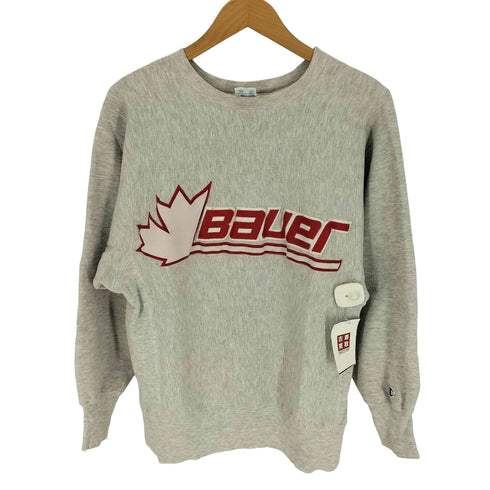 チャンピオン Champion 90S USA製 刺繍タグ REVERSE WEAVE アイスホッケー CANADA BAUER ワッペン 刺繍 クルーネック スウェット メンズ import:L