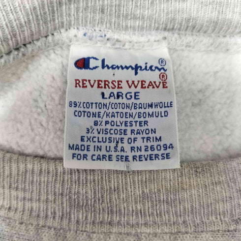 チャンピオン Champion 90S USA製 刺繍タグ REVERSE WEAVE アイスホッケー CANADA BAUER ワッペン 刺繍 クルーネック スウェット メンズ import:L