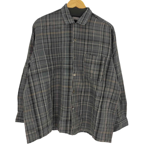 コムデギャルソンオム COMME des GARCONS HOMME AD1999 田中オム 田中期 銀タグ チェック柄長袖シャツ ボックスシルエット 片ポケ シェルボタン メンズ