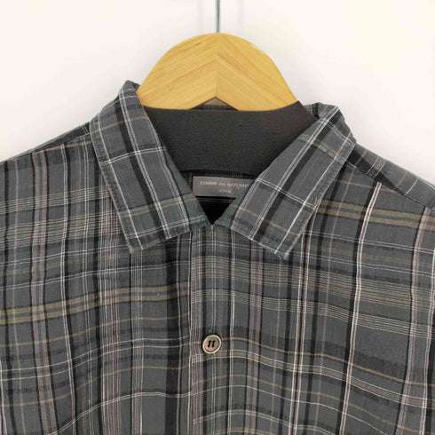 コムデギャルソンオム COMME des GARCONS HOMME AD1999 田中オム 田中期 銀タグ チェック柄長袖シャツ ボックスシルエット 片ポケ シェルボタン メンズ