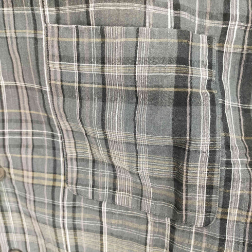 コムデギャルソンオム COMME des GARCONS HOMME AD1999 田中オム 田中期 銀タグ チェック柄長袖シャツ ボックスシルエット 片ポケ シェルボタン メンズ