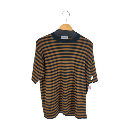 ジョンスメドレー JOHN SMEDLEY イングランド製 ボーダー柄 コットン クルーネック 半袖ニット レディース import:M