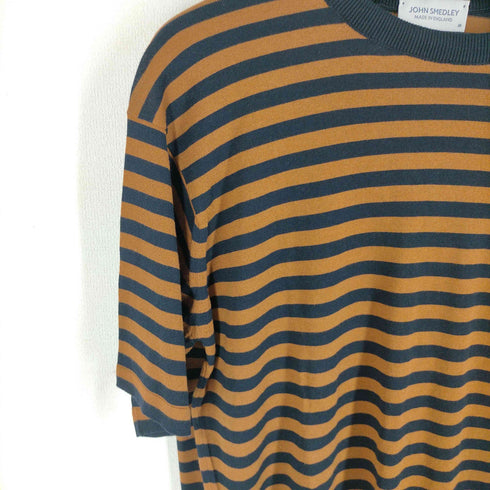 ジョンスメドレー JOHN SMEDLEY イングランド製 ボーダー柄 コットン クルーネック 半袖ニット レディース import:M
