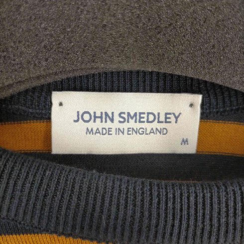 ジョンスメドレー JOHN SMEDLEY イングランド製 ボーダー柄 コットン クルーネック 半袖ニット レディース import:M