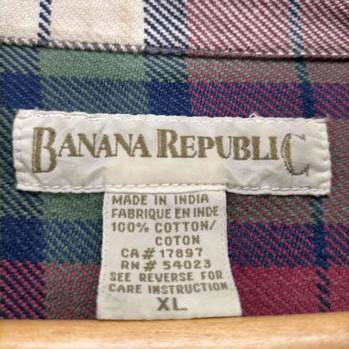 バナナリパブリック BANANA REPUBLIC 90S タータンチェックコットンネルシャツ メンズ JPN:XL