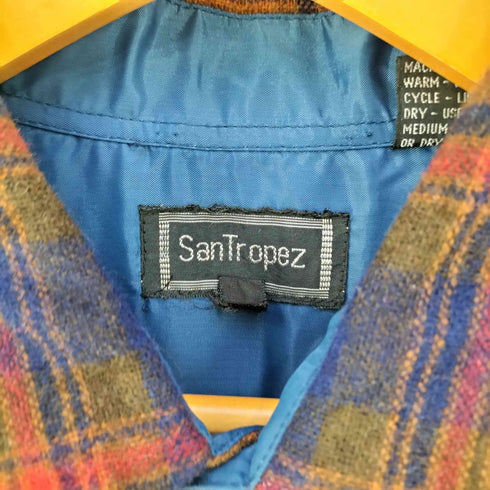 SanTropez 襟芯 タータンチェック ウールナイロンシャツ メンズ import:L