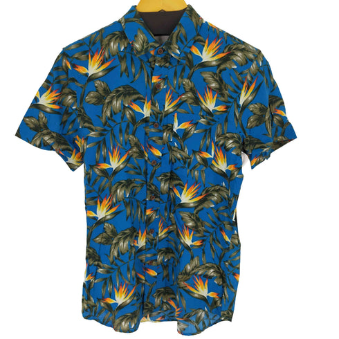 アメリカンイーグル AMERICAN EAGLE コットン100 総柄S/Sシャツ ワンポケット メンズ JPN:XS