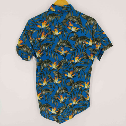 アメリカンイーグル AMERICAN EAGLE コットン100 総柄S/Sシャツ ワンポケット メンズ JPN:XS