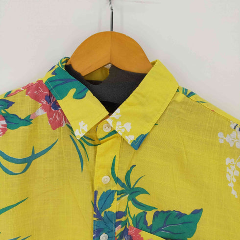 アメリカンイーグル AMERICAN EAGLE コットン100 総柄S/Sシャツ ワンポケット ハイビスカス メンズ JPN:S