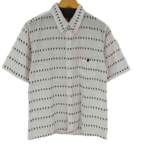 アベイシングエイプ A BATHING APE 総柄1ポケットBD半袖シャツ ワンソルジャー イギリスタグ メンズ import:M