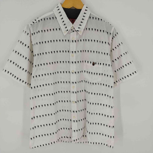 アベイシングエイプ A BATHING APE 総柄1ポケットBD半袖シャツ ワンソルジャー イギリスタグ メンズ import:M