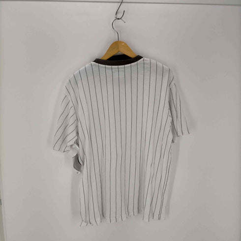 ステューシー Stussy 00S ロゴプリント ストライプ柄 半袖ベースボールシャツ メンズ import:L