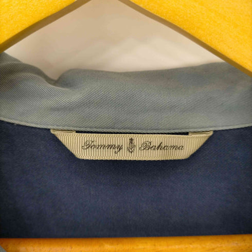 トミーバハマ Tommy Bahama ダイヤ柄 シルク100% 開襟シャツ ウッドボタン メンズ import:L