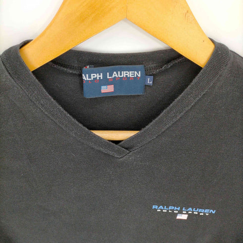 ラルフローレンスポーツ RALPH LAUREN SPORT ロゴプロント Vネック 半袖Tシャツ レディース import:L