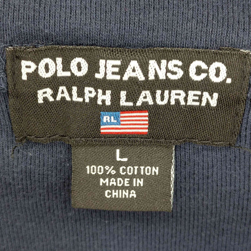 ポロジーンズカンパニーラルフローレン POLO JEANS COMPANY RALPH LAUREN ラメ ロゴプリント Vネック 半袖Tシャツ レディース import:L