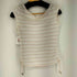バーバリーブルーレーベル BURBERRY BLUE LABEL ボーダー フロントプリント S/S Tシャツ サイドシャーリング レディース EUR:38