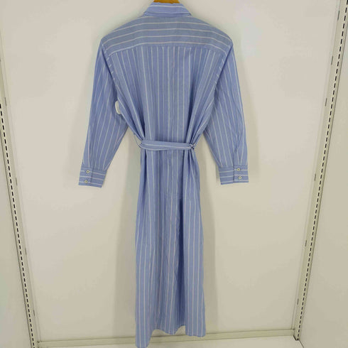 ザラ ZARA COTTON MIDI BLUE WHITE STRIPED BELTED SHIRT DRESS コットンストライプシャツドレス レディース JPN:S