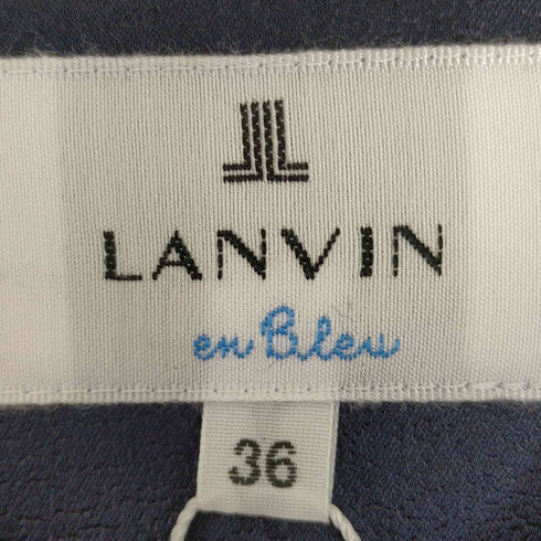 ランバンオンブルー LANVIN en Bleu フリルプリーツイレギュラーサテンノースリーブワンピース レディース 36