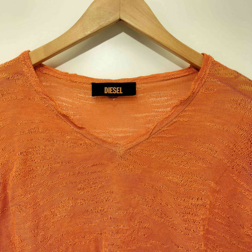 ディーゼル DIESEL Y2K ショート丈クラッシュVネックコットンニット ダメージニット レイヤードトップス レディース