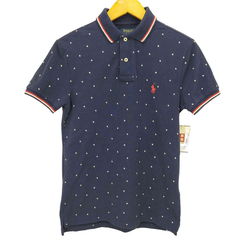 ポロラルフローレン POLO RALPH LAUREN custom slimfit ワンポイント刺繍総柄鹿の子ポロシャツ メンズ XS