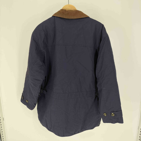 エディーバウアー Eddie Bauer 90S 白タグ GOOSE DOWN 襟レザー 切替 裏地キルティング ダウン ハンティングジャケット メンズ import:XL