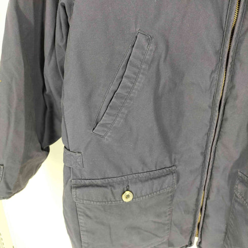エディーバウアー Eddie Bauer 90S 白タグ GOOSE DOWN 襟レザー 切替 裏地キルティング ダウン ハンティングジャケット メンズ import:XL