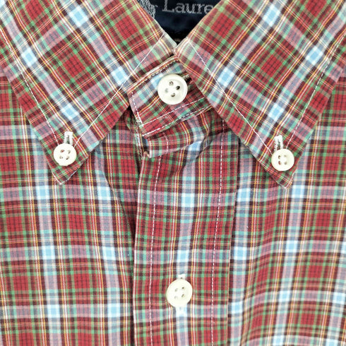 ラルフローレン RALPH LAUREN CUSTOM FIT ポニー 無 チェック B.D シャツ メンズ import:L