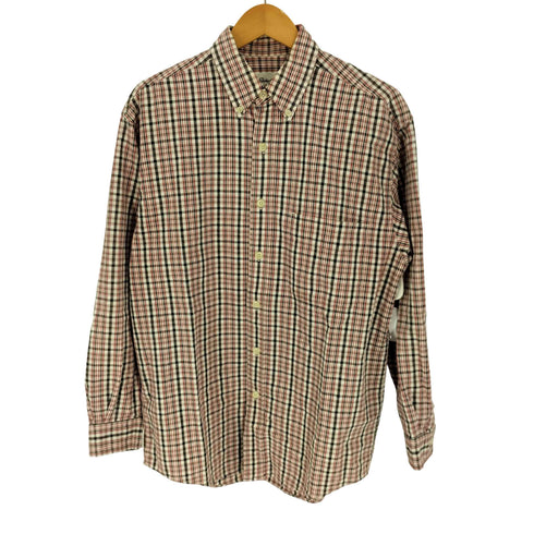 エディーバウアー Eddie Bauer 90S 白タグ チェック ボタンダウン L/S シャツ メンズ import:S
