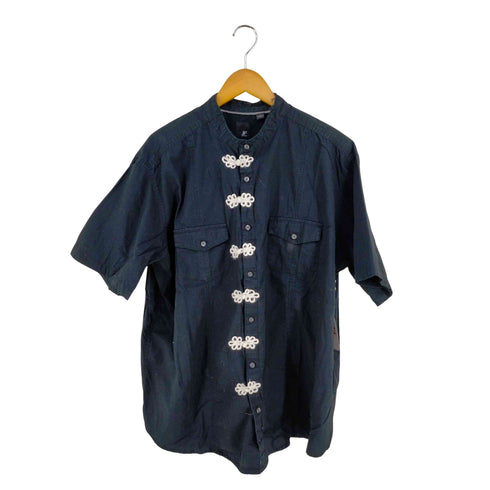 ジェイフェラー J.FERRAR フラップポケット チャイナボタンノーカラーコットンS/Sシャツ メンズ import:XXL