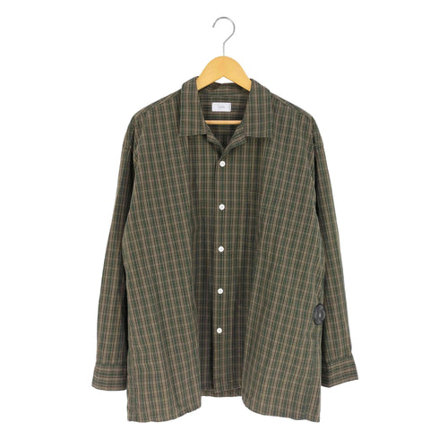 ユアン YUAN 開襟オープンカラーチェックシャツ メンズ L/XL
