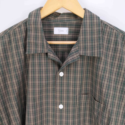 ユアン YUAN 開襟オープンカラーチェックシャツ メンズ L/XL
