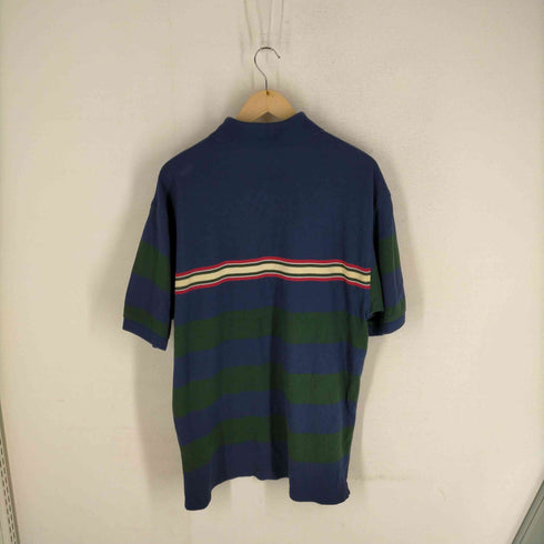 トミーヒルフィガー TOMMY HILFIGER フラッグタグ エンブレム刺繍 ボーダー柄 半袖鹿の子ポロシャツ メンズ import:L