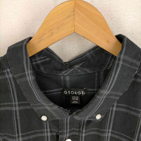ジョージズ GEORGE オーバーサイズ チェック柄 ボタンダウン半袖シャツ メンズ 3XL