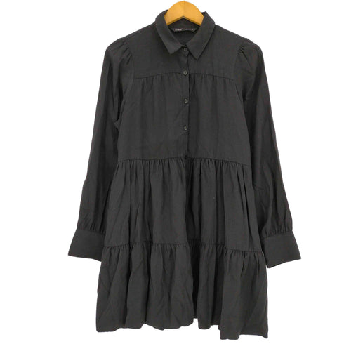 ザラ ZARA ティアードシャツワンピース レディース import:L