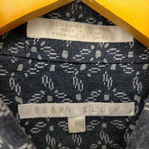 ペリーエリス PERRY ELLIS 総柄レーヨンレギュラーカラーシャツ メンズ import:L