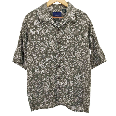 ビルブラス BILL BLASS ウッドボタン総柄アロハシャツ ボックスシルエット メンズ JPN:XL