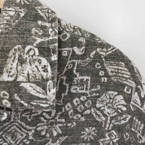 ビルブラス BILL BLASS ウッドボタン総柄アロハシャツ ボックスシルエット メンズ JPN:XL
