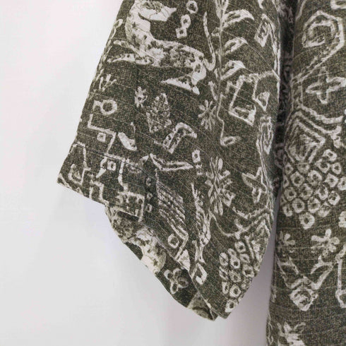 ビルブラス BILL BLASS ウッドボタン総柄アロハシャツ ボックスシルエット メンズ JPN:XL