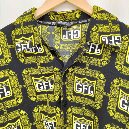 GFL-CLOTHING ロゴ 総柄 オープンカラー L/S シャツ メンズ JPN:XL