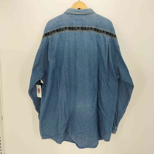 フィラ FILA ショルダー ロゴ ライン スナップボタン デニム L/S シャツ メンズ JPN:XL