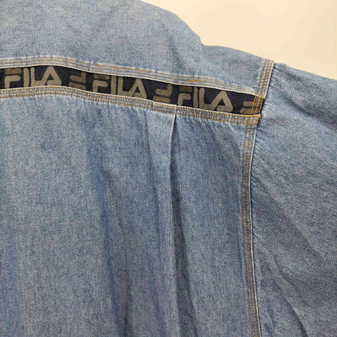 フィラ FILA ショルダー ロゴ ライン スナップボタン デニム L/S シャツ メンズ JPN:XL