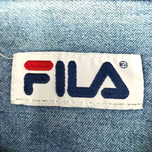 フィラ FILA ショルダー ロゴ ライン スナップボタン デニム L/S シャツ メンズ JPN:XL