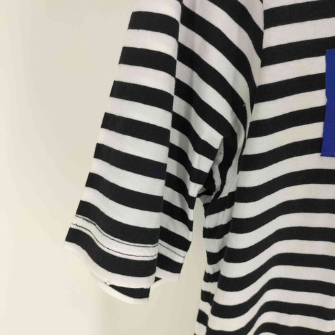 ディーゼル DIESEL SUPRIOR ロゴワッペン ダメージ加工 ボーダー柄 コットン S/S Tシャツ メンズ JPN:M