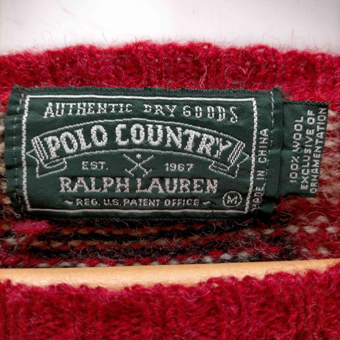 ポロカントリーラルフローレン POLO COUNTRY RALPH LAUREN チェック柄エルボーパッチ クルーネックニット メンズ JPN:M