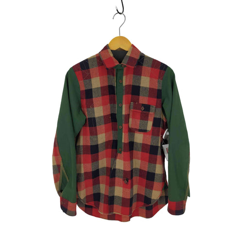 ジュンヤワタナベコムデギャルソンマン JUNYA WATANABE COMME des GARCONS MAN AD2009 ウールチェックシャツ ナイロン切替 エルボーステッチ メンズ JPN:S