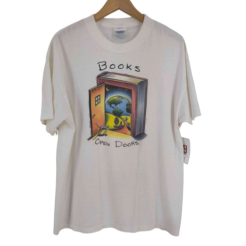 ヘインズ Hanes フロントプリントTシャツ BOOKS OPEN DOORS @MM Field Crafts メンズ import:L