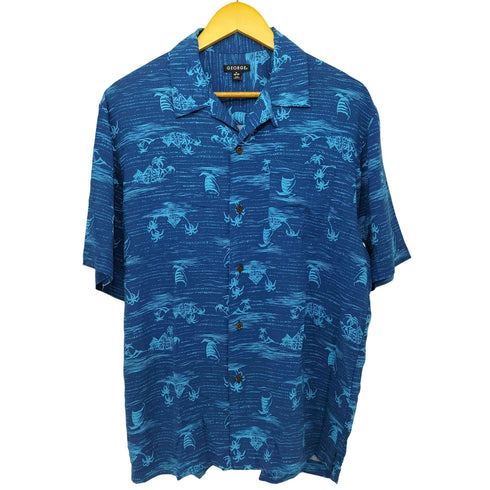 ジョージズ GEORGE 総柄 オープンカラーアロハシャツ メンズ import:M